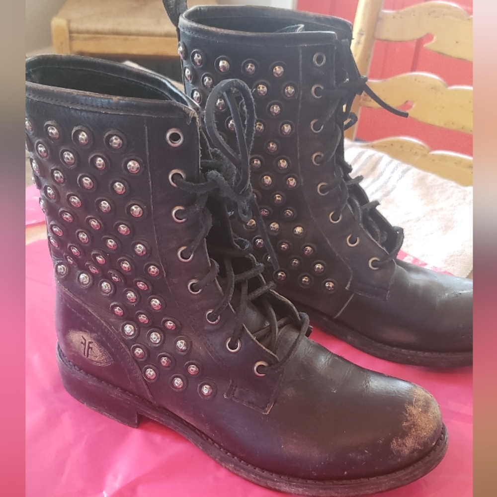 FRYE leather studded bootie 8